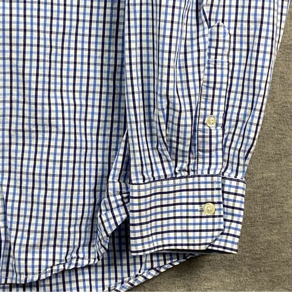Izod‎ Mens Blue/Black Gingham Plaid Long Sleeve Button Down Size Large - Picture 10 of 11